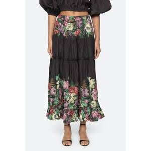 NEW SEA viktoria print midi skirt in black multi